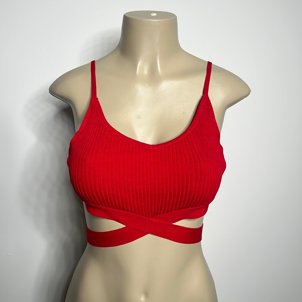 Balboa Charlize Large red crop top NWT